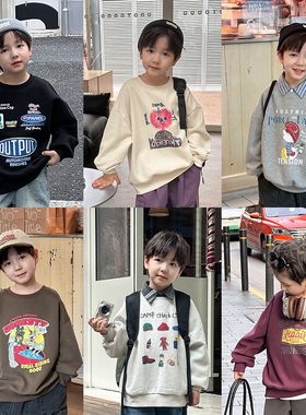 Ambb艾摩贝贝男童2025春季新品儿童圆领卡通卫衣BOBO上衣