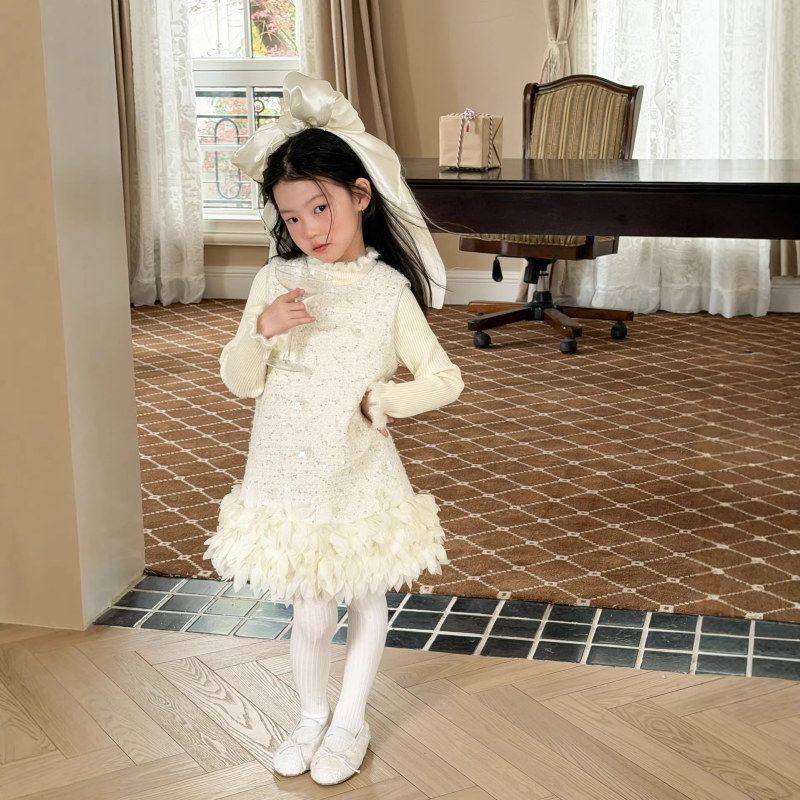 女童节日宴会礼服亮晶晶珠片连衣裙时髦小香风公主花朵羽毛背心裙,童装/婴儿装/亲子装,连衣裙,淘宝优惠券,粉丝福利购,淘宝优惠卷