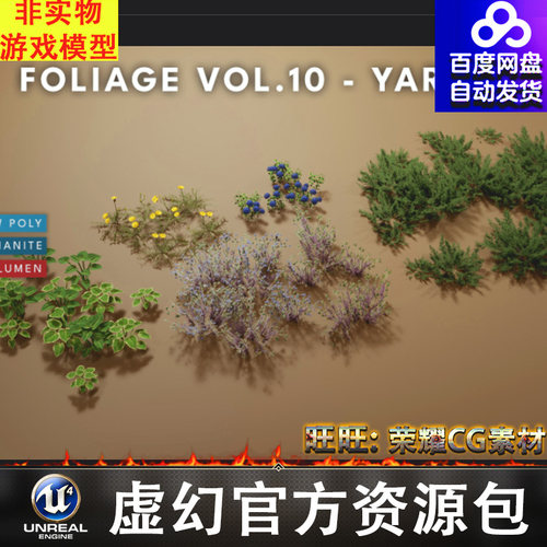 UE5.1植被灌木庭院植物花草FBXFoliage VOL.10 - Yard Plants