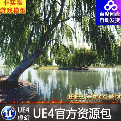 UE4虚幻 柳树模型素材湖边垂柳场景 Trees Willow tree 4.22-4.27