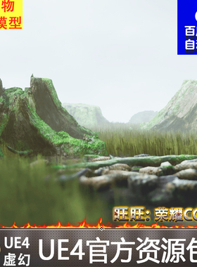 UE4写实沼泽枯木虚幻4石头场景 RealiScan Photogrammetry Stumps