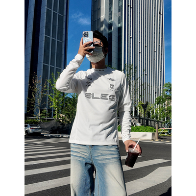 TANGZ STUDIO赛车徽章组合美式速干插肩袖长袖T恤男半高领罩衫潮