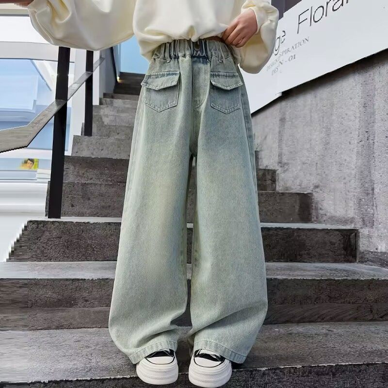 女童裤子秋装2025新款洋气春秋阔腿裤中大童长裤子宽松儿童牛仔裤,童装/婴儿装/亲子装,儿童牛仔裤,淘宝优惠券,粉丝福利购,淘宝优惠卷