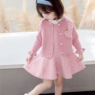 毛衣裙两件套装 洋气公主裙女孩套裙长袖 潮 连衣裙2025新款 女童秋季