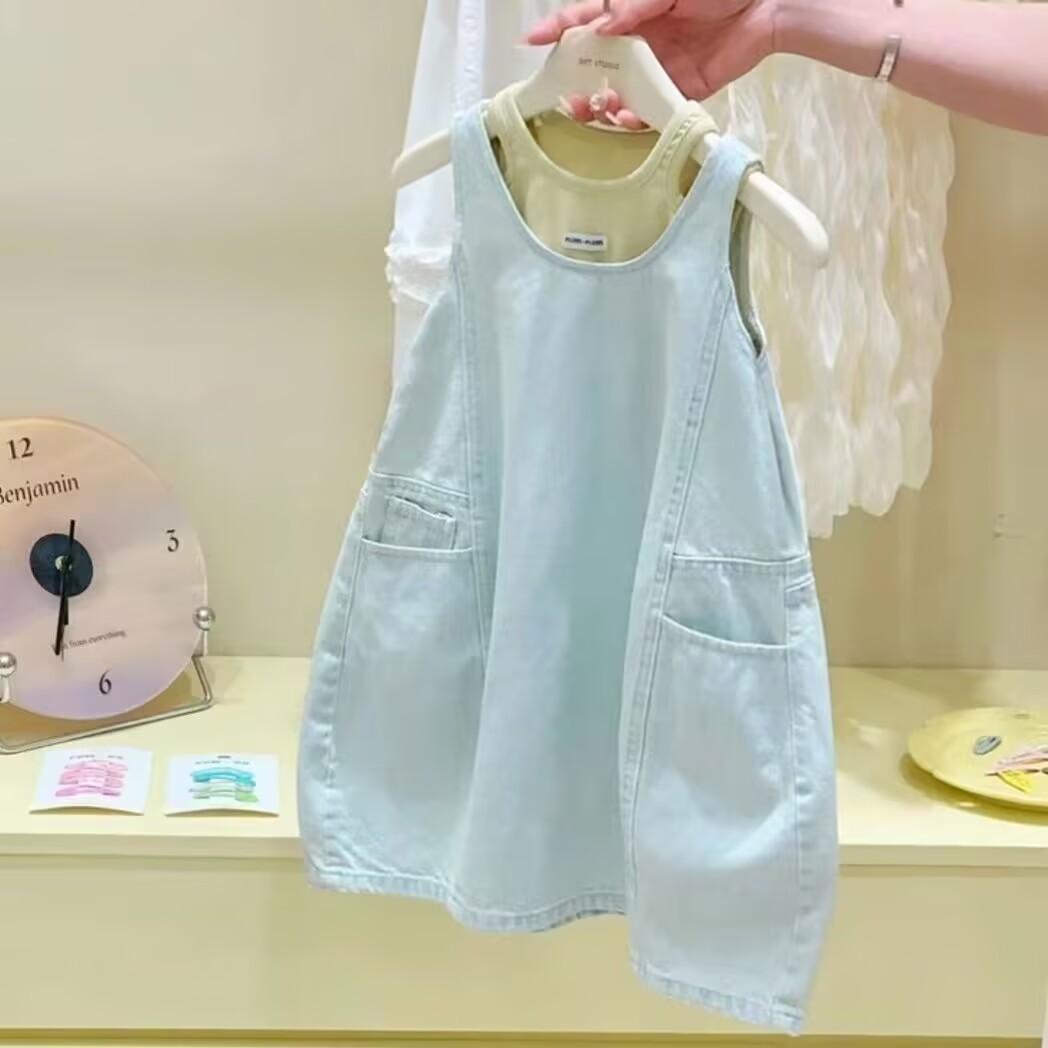 女童连衣裙夏季2026新款儿童韩版背心裙女宝宝牛仔裙时尚洋气套裙