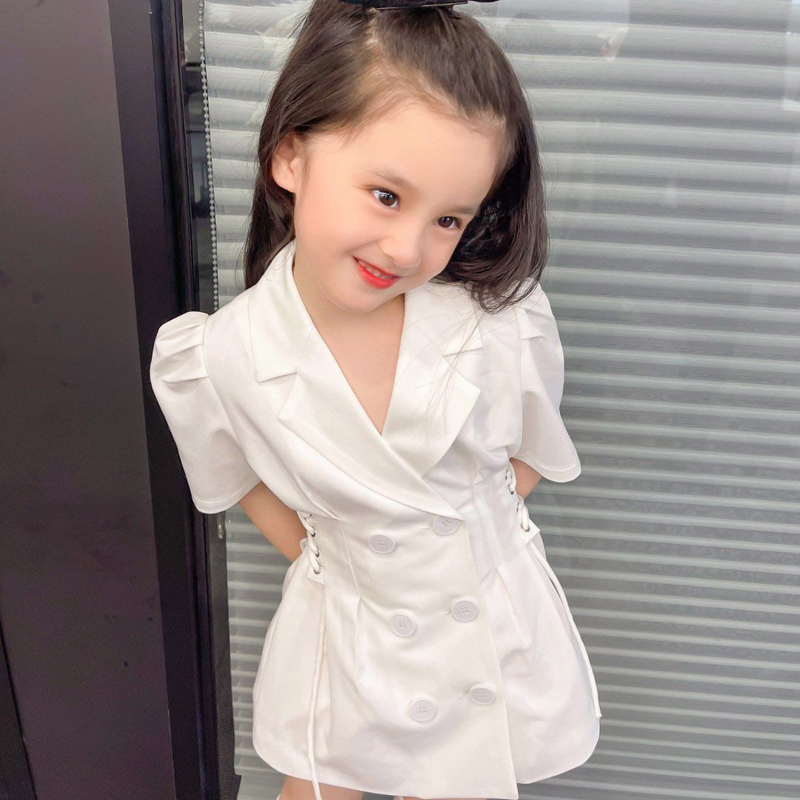 女童夏装连衣裙2025薄款韩版显瘦气质西装裙子名媛儿童公主裙潮衣