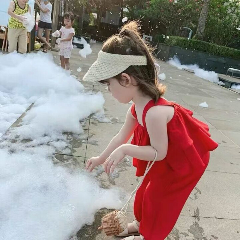 女童装2025夏季新款女宝宝网红吊带洋气两件套无袖灯笼沙滩裤套装