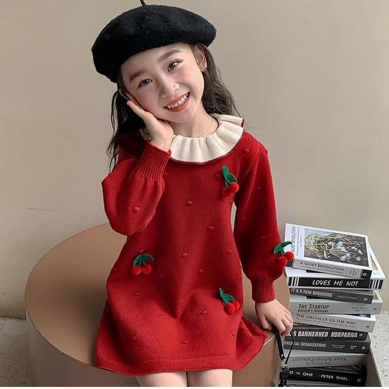 女童连衣裙2025秋冬新款儿童洋气毛衣裙毛线针织衫韩版宝宝公主裙