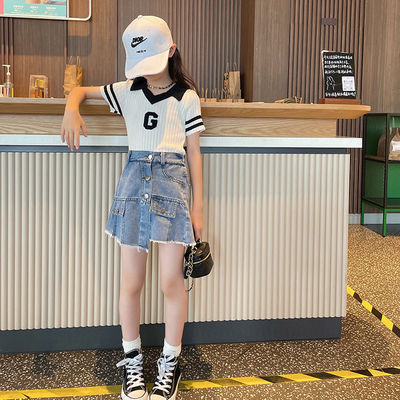 女童夏季套装儿童牛仔裙裤两件套
