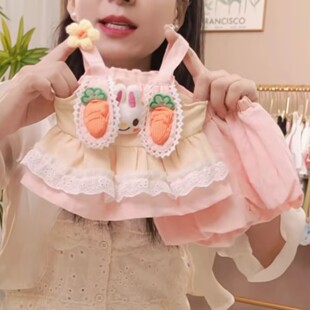 女童套装2026夏季新款儿童女宝宝洋气卡通背带裙花苞裤小童两件套