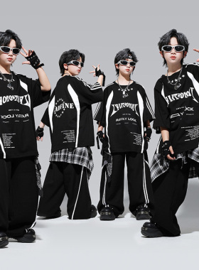 嘻哈风街舞少儿潮服黑色套装男孩帅气演出服表演服