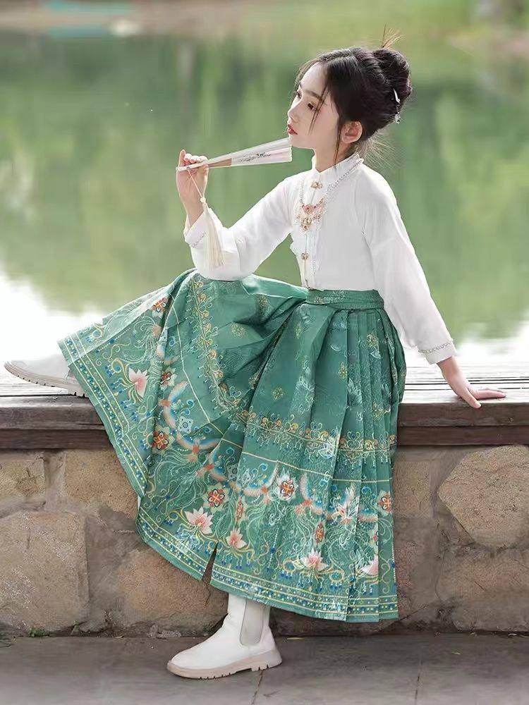 儿童马面裙女童汉服改良古风套装夏天女孩中国风古装明制唐装夏季