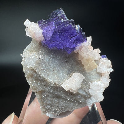 萤石Fluorite +白云石 +水晶 精品矿物晶体矿物标本矿石原石宝石