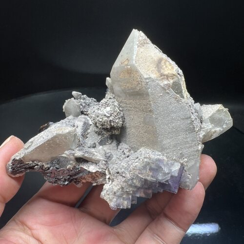 锡石Cassiterite +水晶+黑钨矿 精品矿物晶体矿物标本矿石原石