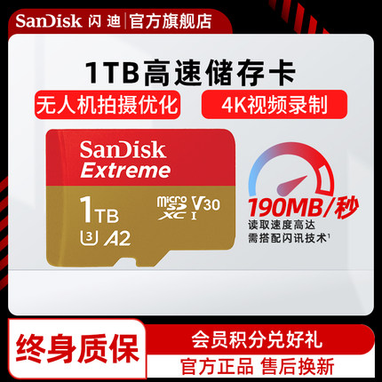 SanDisk闪迪1t内存卡micro sd卡gopro运动相机卡无人机存储卡TF卡