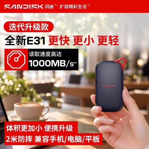 闪迪E31固态移动硬盘1t