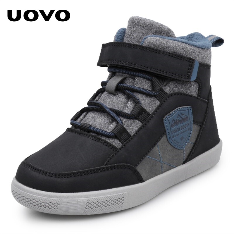 UOVO童鞋2025冬季新款男童加绒加棉童鞋儿童高帮运动鞋秋冬休闲鞋