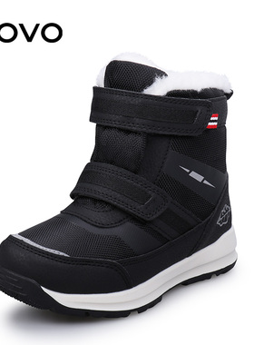 UOVO童鞋新款2025冬季男童靴子保暖加绒户外雪地棉靴儿童小短靴潮