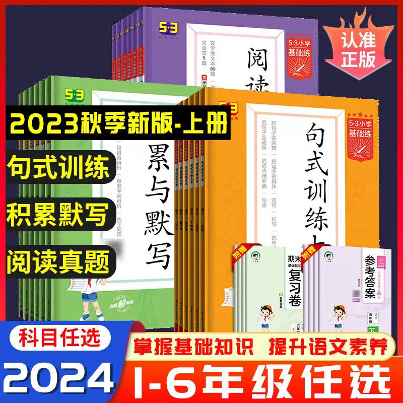 曲一线2024版53小学基础练句式训练大全全一册一1年级2二3四4三5五6六人教版部编上册下册小学语文基础知识小学生句子练习造句写话属于什么档次？