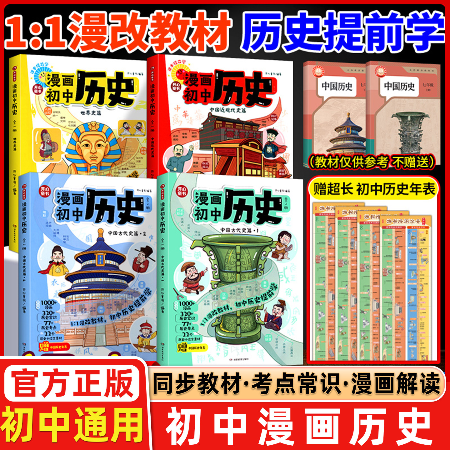 开心2026新版漫画初中历史教材知识点汇总初一二三中国古代史近代史世界历史七八九年级上下册完整版时间轴思维导图必背知识点总结