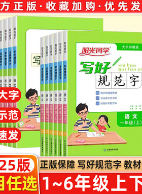 2025版阳光同学写好规范字上册下册一1年级2二3四4三5五6六语文数学人教版部编RJ字帖小学生生字认字识字同步练习本写字本每日一练