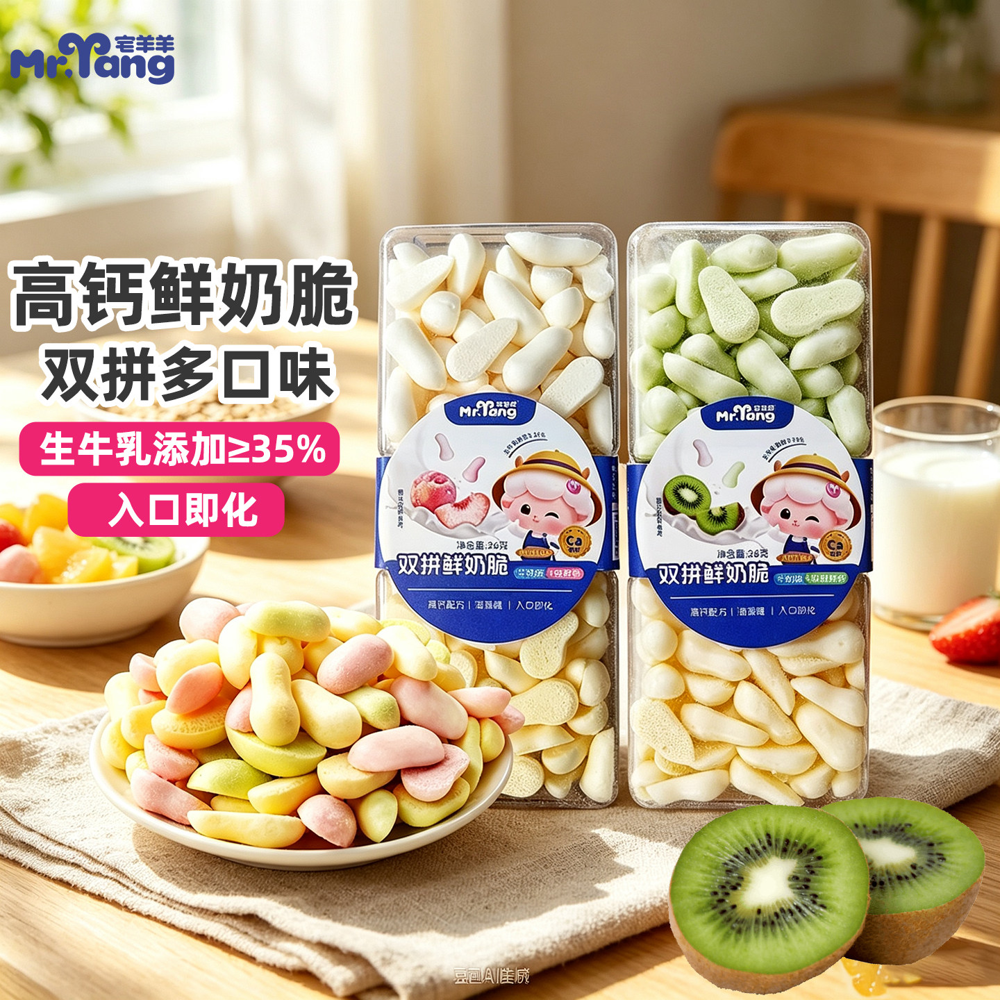 宅羊羊双拼鲜奶脆26g宝宝高钙磨牙饼干入口易溶儿童休闲营养零食