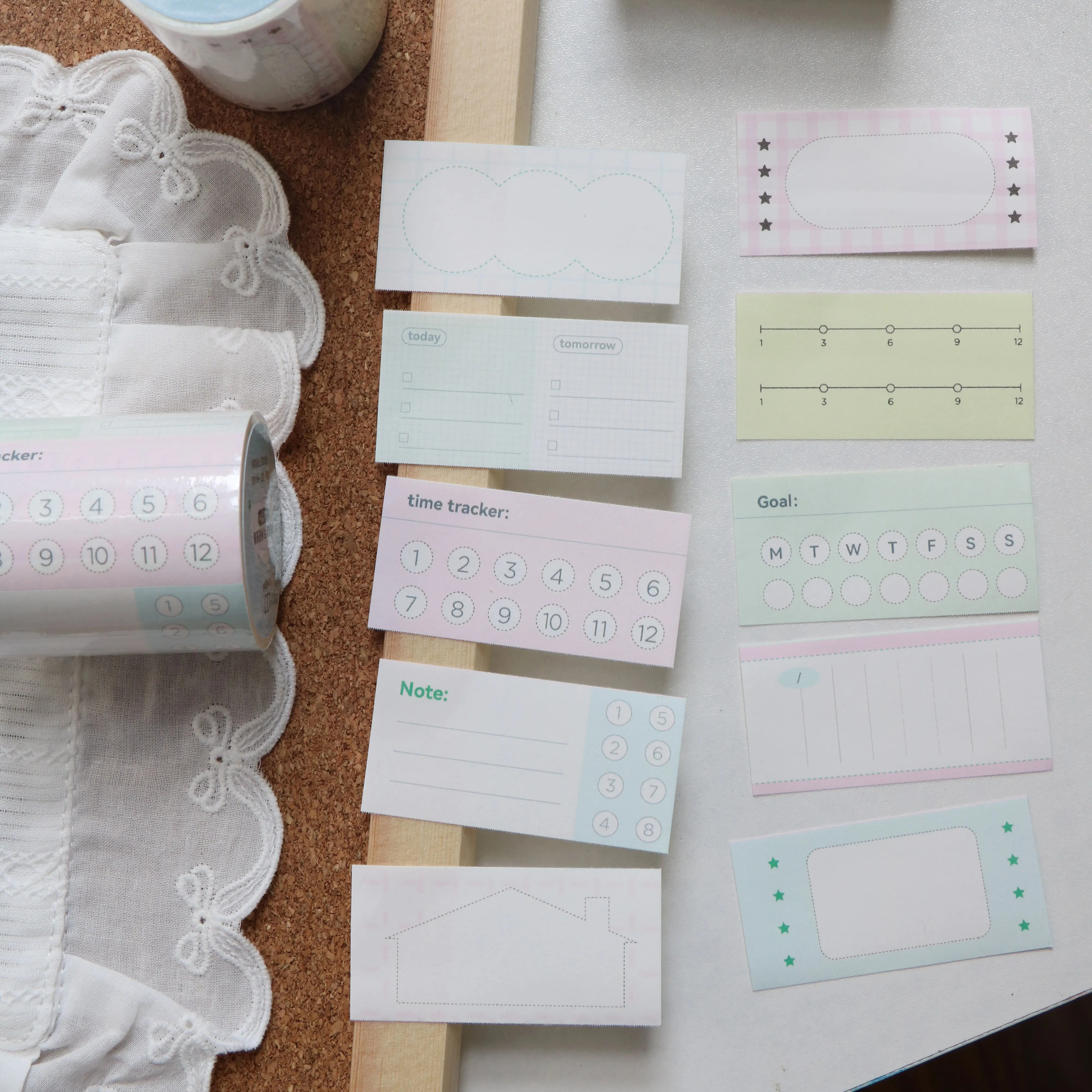 时间打卡书写纸贴纸卷可撕便签卷可粘便签胶带卷