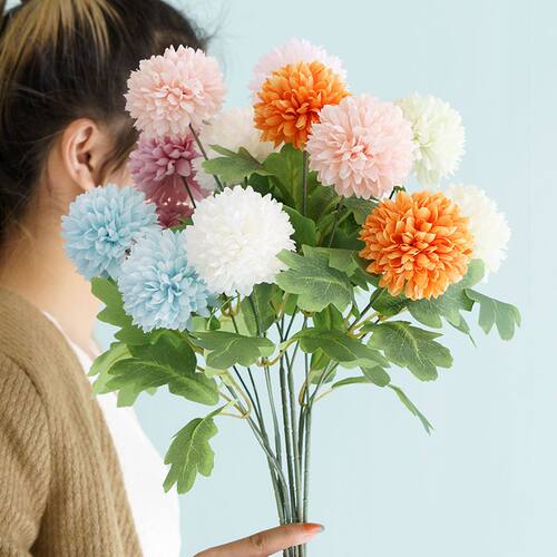 假花绢花插花摆件仿真绣球花蒲公英情人玫瑰花束客厅落地装饰干花