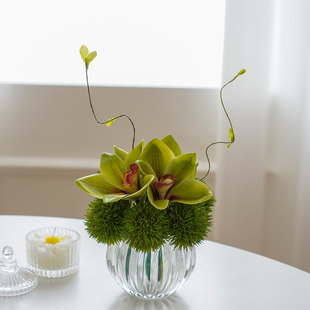 假花仿真花摆设客厅餐桌装饰品玻璃瓶插花花艺摆件茶几摆花圆桌花