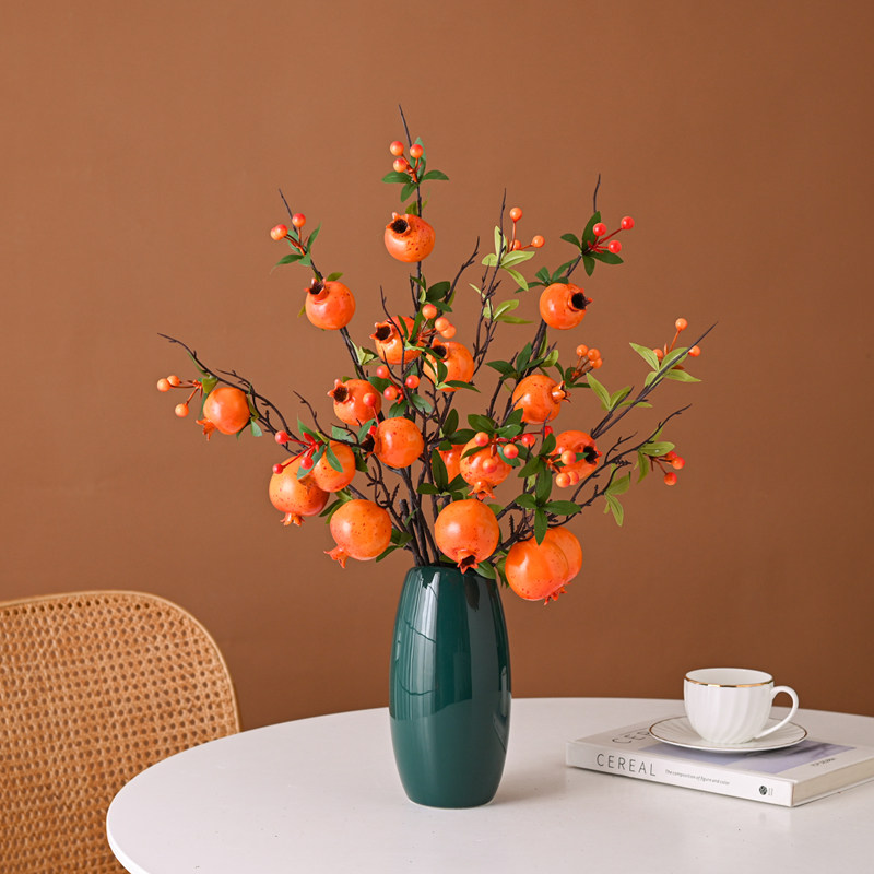 房间装饰花仿真石榴干花摆设森系红石榴摆件新年树枝鸿运当头假花