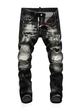 2025DS春秋新款破洞小脚男士破洞潮夜店港风蓝色广州高品质D2男