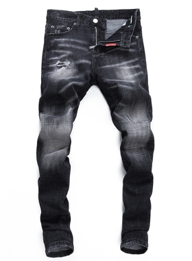 2025DS秋冬新款破洞小脚男士破洞潮夜店港风黑色高品质D2男广州