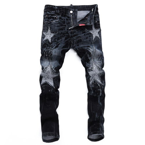 2025DSQ泼墨小脚男士演唱会店港风谢霆锋宽松广州高D2男牛仔裤