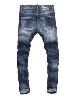 2024春夏新款破洞小脚修身男士蓝色潮夜店港风乞丐紧身高品质DSQ2