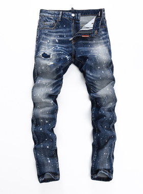 秋冬DSQ秋冬破洞小脚男士破洞潮夜店港风黑色高品质D2次方男广州