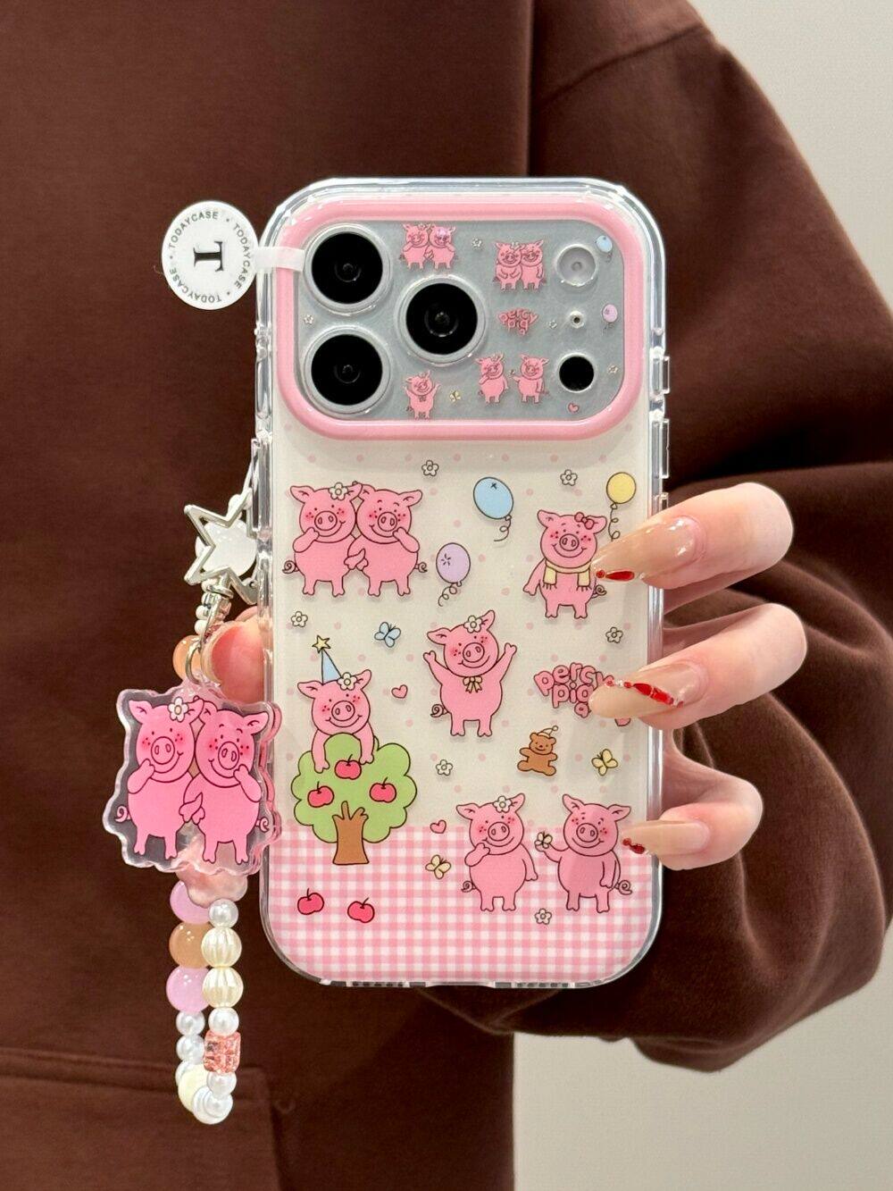 西多士可爱春日玛莎猪适用苹果17pro双层iphone16/15全包14链条手机硬壳