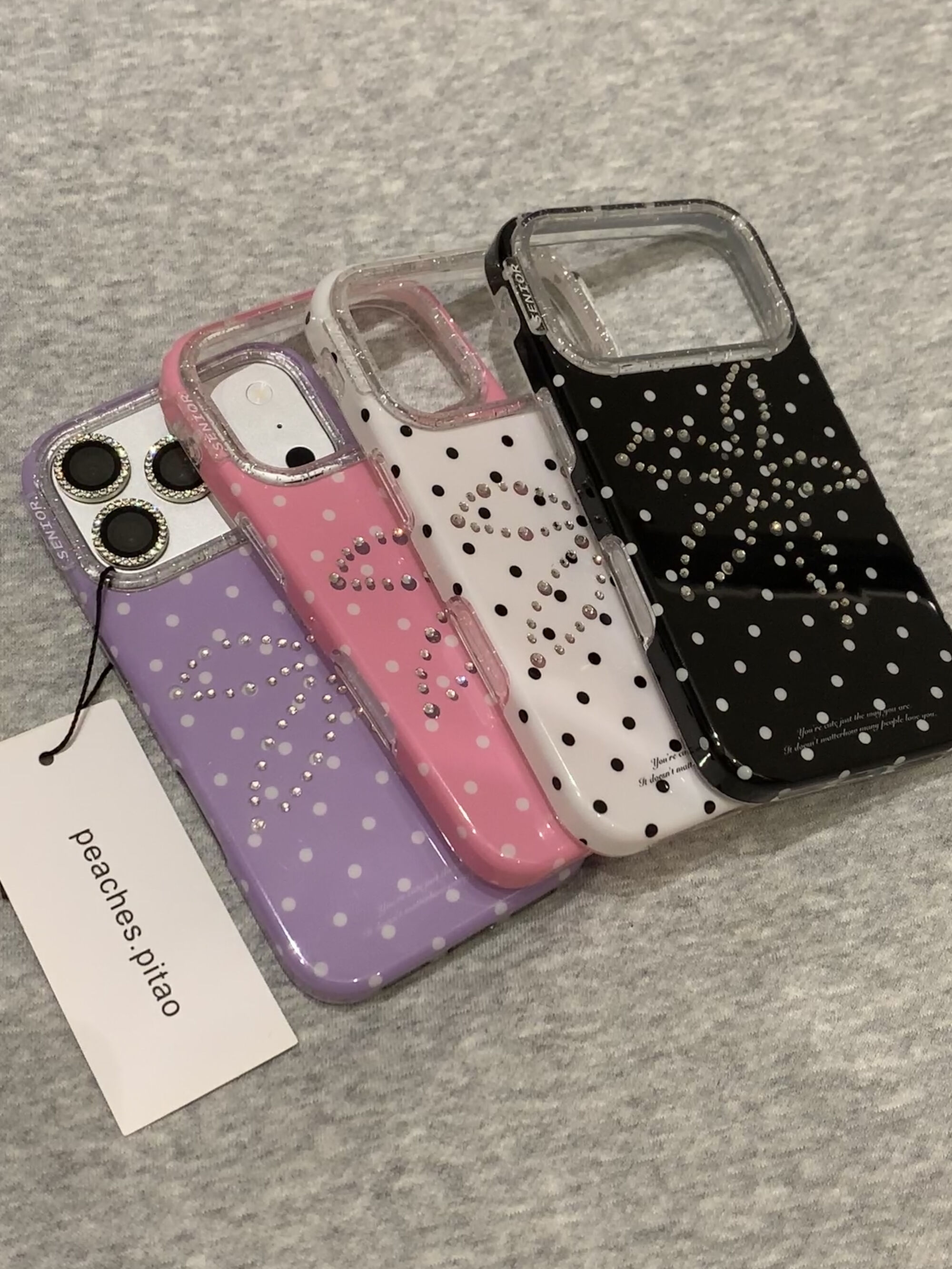 西多士简约ins纯色波点水钻花朵双层适用于iPhone17promax新款苹果16手机壳15