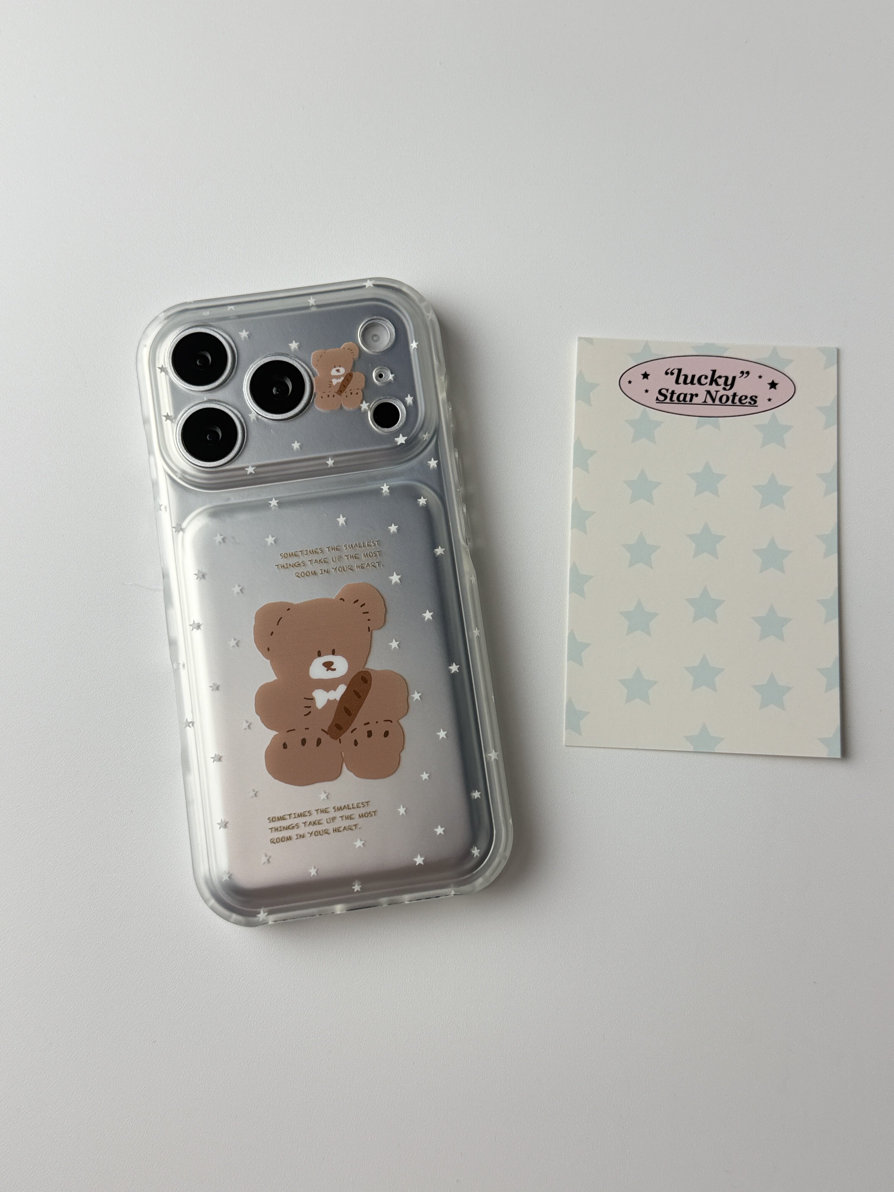西多士ins风简约银色底面包小熊手机壳适用iPhone18防摔18ProMax 满印小白星可爱手机壳