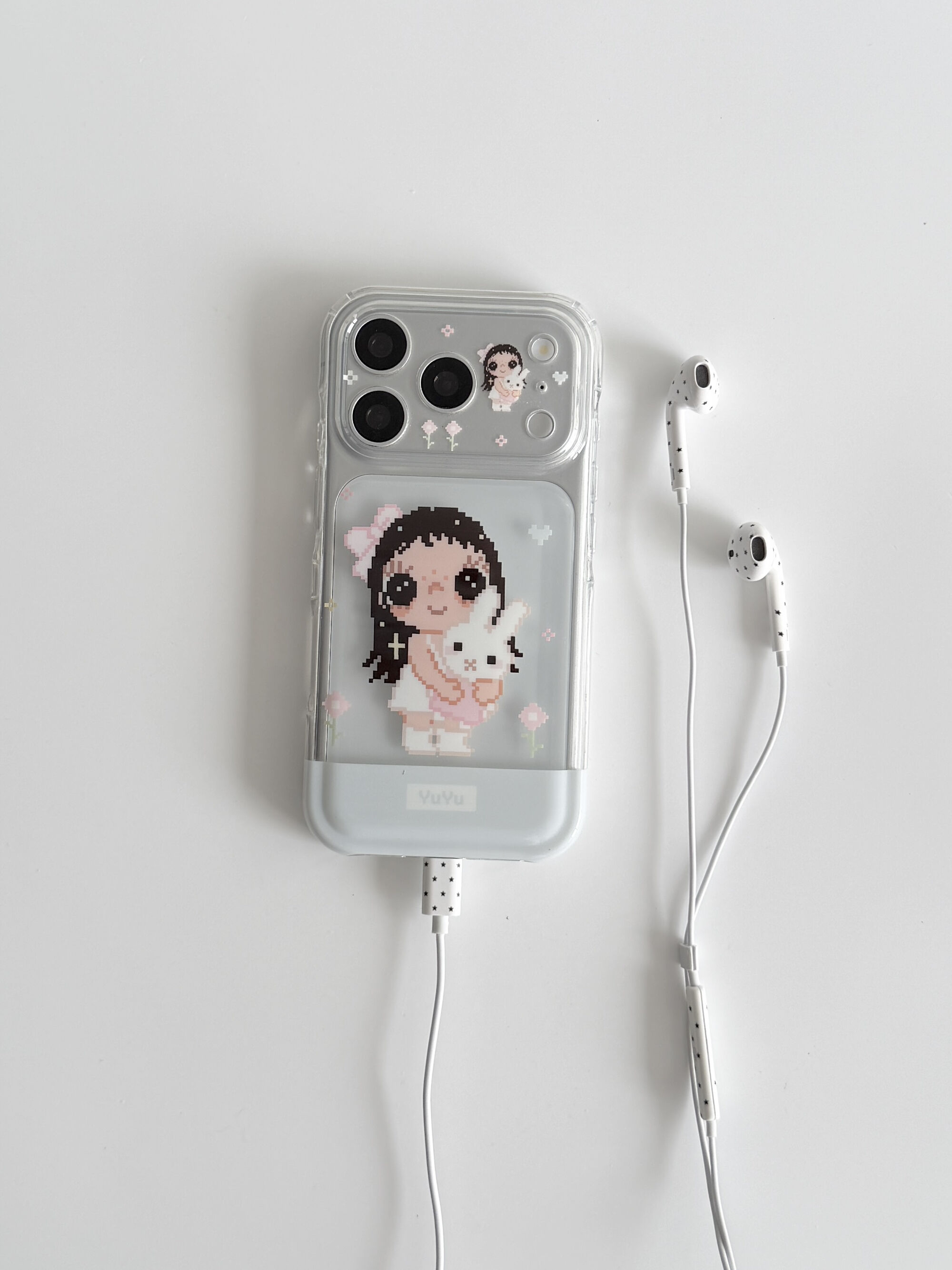 西多士适用软萌可爱像素大眼萌娃兔子苹果17/16手机壳15