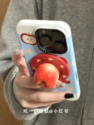 西多士可爱立体红苹果磁吸适用iPhone16promax手机壳13苹果14/15菲林硬17
