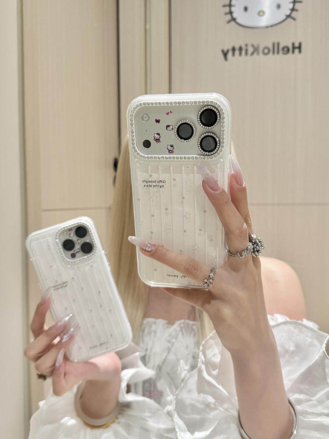 西多士钻镜框竖纹满屏星星双层适用于苹果17promax手机壳16pro/15