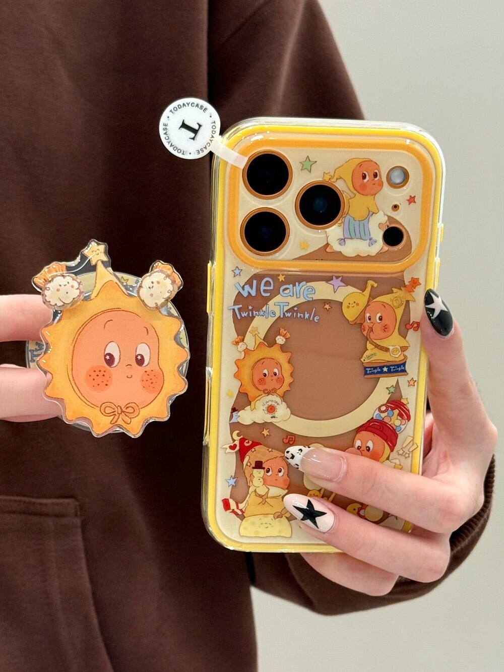西多士二合一磁吸太阳星星人适用苹果17可爱iphone16支架15磨砂14手机壳