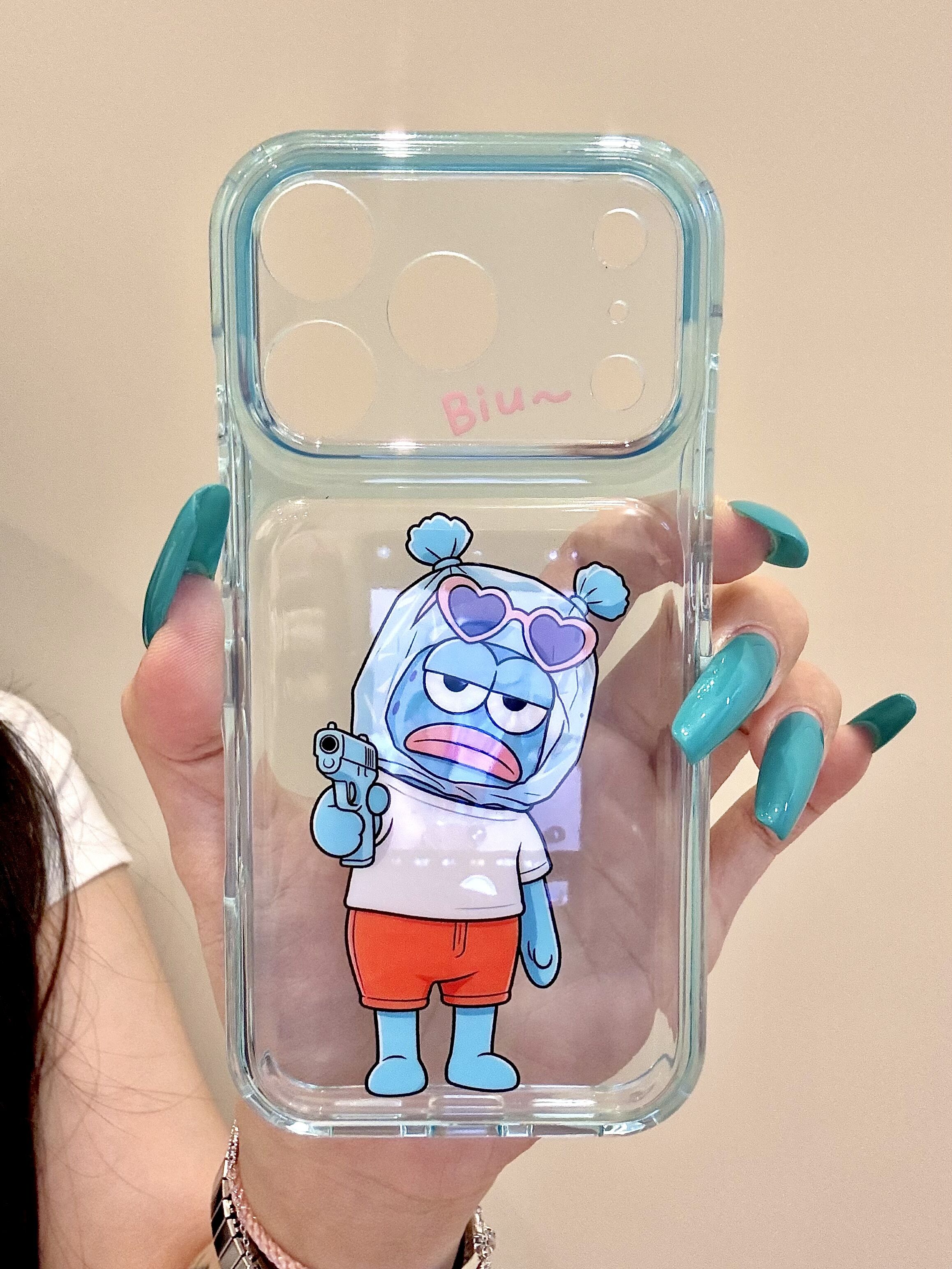 西多士搞怪蓝塑料袋套头打劫小丑鱼适用于iphone17promax苹果16手机壳15