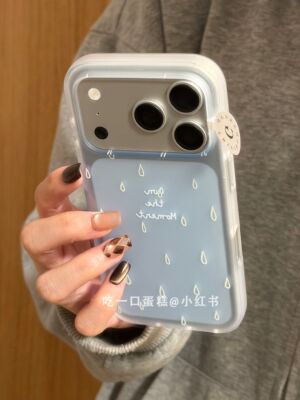 西多士透蓝黄线条雨滴适用苹果17promax手机壳iphone1615网红ins