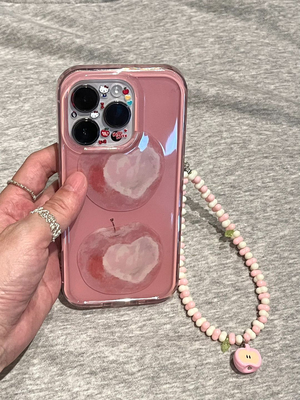 西多士ins少女粉色油画爱心苹果适用苹果iPhone16ProMax手机壳15新款14带链条13小众14promax女16pro硬15pro