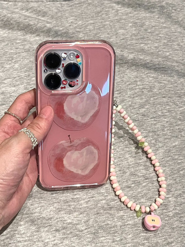 西多士ins少女粉色油画爱心苹果适用苹果iPhone16ProMax手机壳15新款14带链条13小众14promax女16pro硬15pro