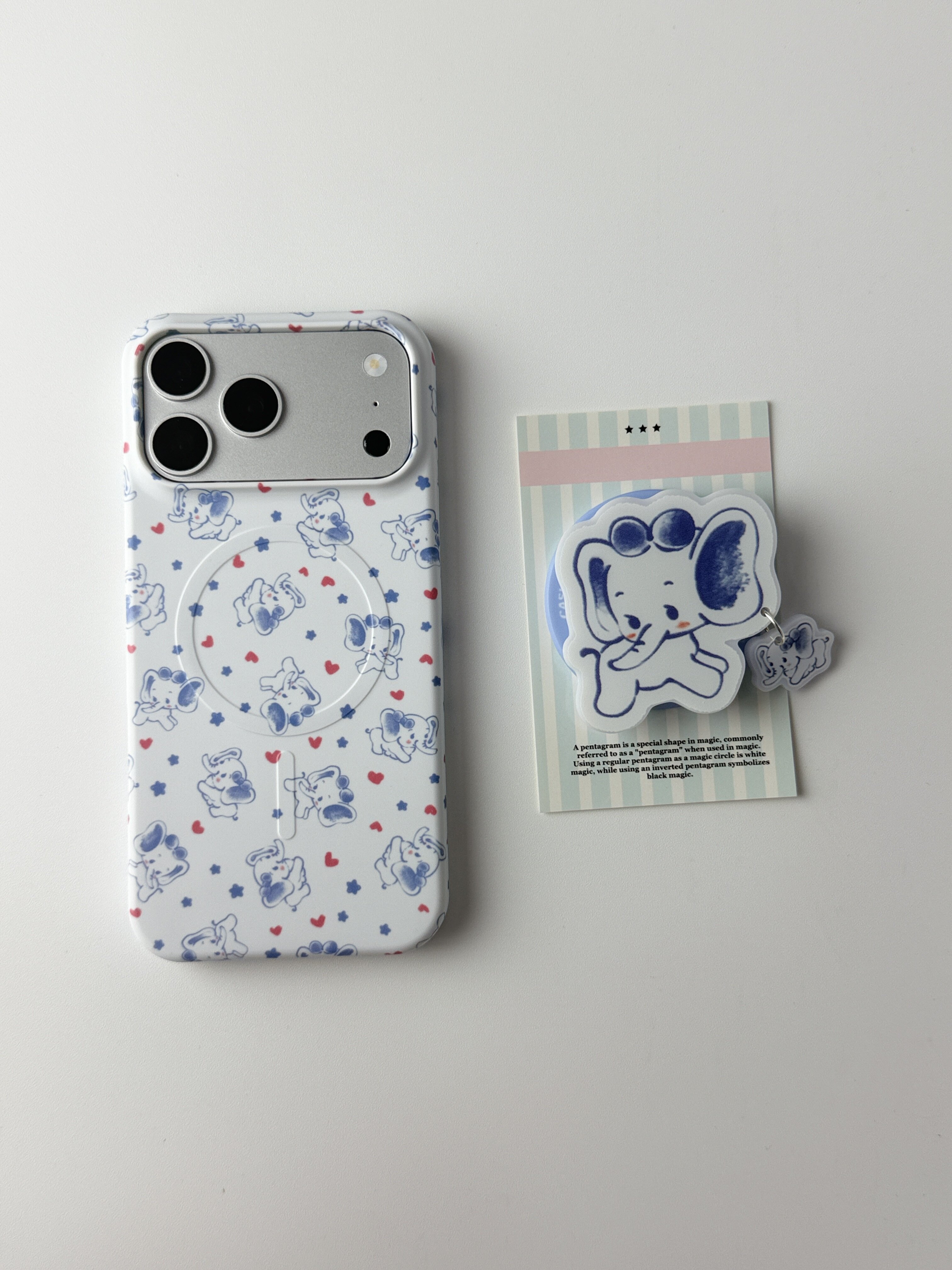 西多士韩系ins满印手绘小象手机壳适用iPhone18 18ProMax 带同款小象吊坠磁吸泡泡支架少女硬壳防摔保护套
