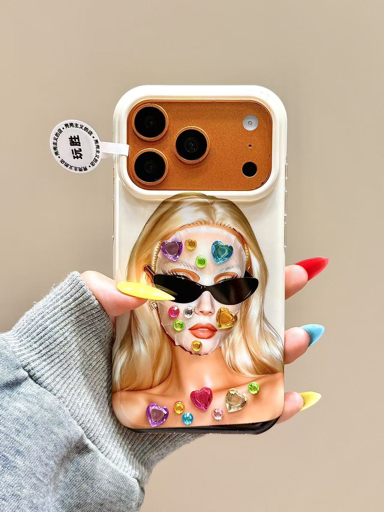 西多士立体爱心钻贴面膜金发芭比娃娃适用苹果18promax手机壳17iphone16