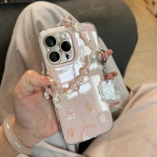 西多士闪粉碎花小粉猫手机壳ins适用iphone16promax苹果15pr手机壳14防摔13