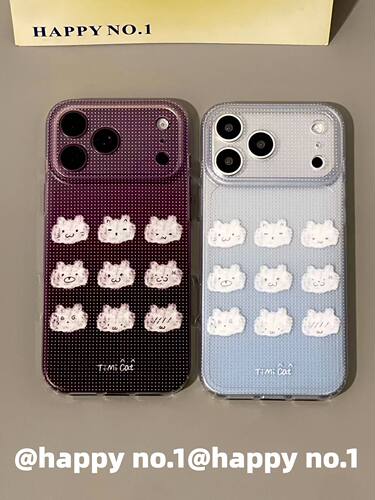 西多士古早波点白色小猫咪头像适用苹果iPhone手机壳防摔双层16少女